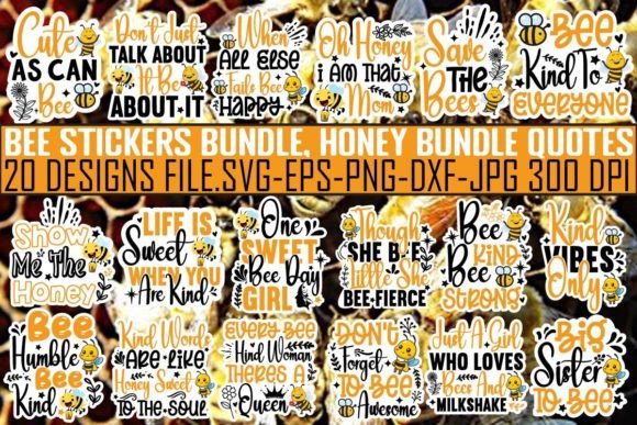 Download Bee Stickers Bundle, Honey Bundle Quotes - Quote Collection