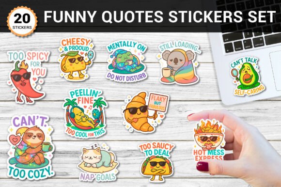 Download Funny Quotes Stickers Set PNG - Quote Collection