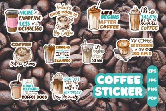 Download Bundle, Coffee Quotes Sticker Printable - Quote Collection