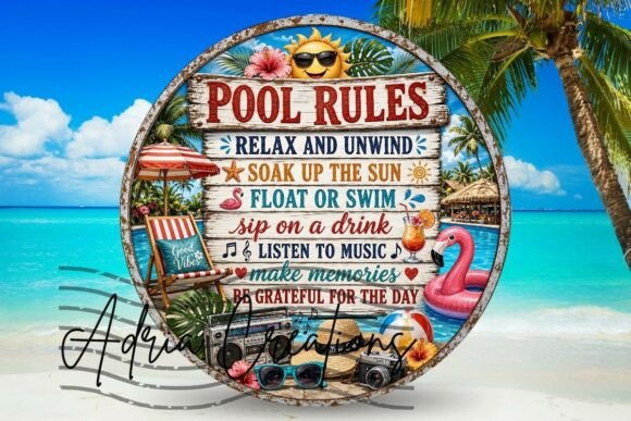 Download Pool Rules Door Sign, Wreath Quote Png - Premium Resources